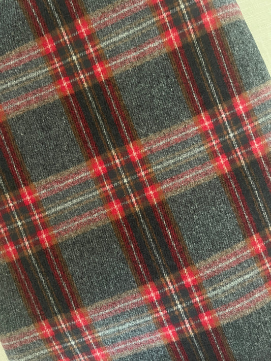 Closeup of Pendleton plaid in Charcoal Gray and Red